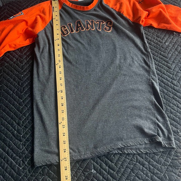 SF Giants Shirt Adult Medium Orange Gray Raglan Baseball MLB 2010 - Picture 11 of 12